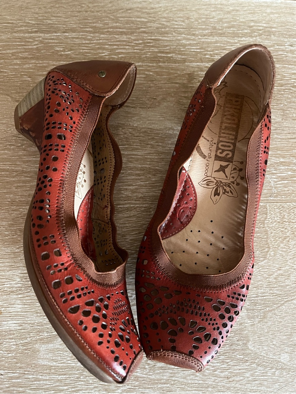 Pikolinos Gandia Cuero Pleated Square Toed Leather Slip On Low Heels Size EU 36